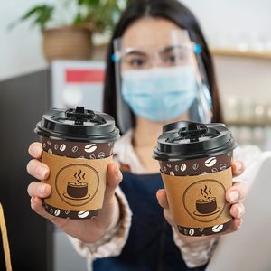 Vasos de café desechables con tapas, fundas y pajitas, vasos de papel con tapas para bebidas calientes, ideales para tiendas, cafeterías y puestos de comida. - Product Image 6