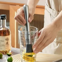Ensemble de mélangeur à cocktails en acier inoxydable avec cuillère à mélanger, excellents outils et accessoires de mixologie pour bar