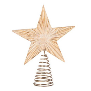Étoile en bois naturel avec décoration d'arbre en spirale vacances d'hiver fête ange famille confortable cadeau rustique - Product Image 2