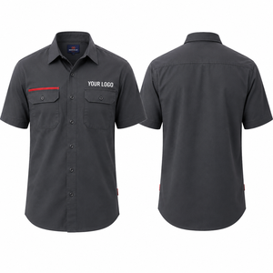 Chemises de travail personnalisées pour mécaniciens, manches courtes, double poche, uniforme de garage durable, triple couture, logo brodé personnalisé - Product Image 2