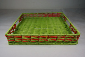 Cestino Portaoggetti Rettangolare Moderno <span class=keywords><strong>Verde</strong></span> in PP Ecologico Intrecciato a Mano, Multifunzione come Vassoio per Pane e Prodotti da Forno - Product Image 2