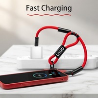 Cordon de poignet 2-en-1 pour téléphone avec câble USB-C, câble de charge rapide et de transfert de données USB-C vers USB-C PD 60W, sangle de poignet pour téléphone portable compatible avec les coques