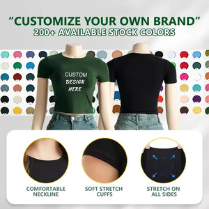 Camiseta Corta de Algodón Lisa con Estampado Personalizado para Verano, Ajustada, Sexy, Estilo Baby Tee, Hip Hop, para Mujer - Product Image 5