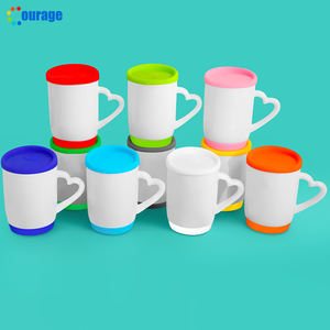 厂家价格圆形心形手柄硅胶底盖升华白色陶瓷咖啡杯坯料用于升华印刷 - Product Image 4