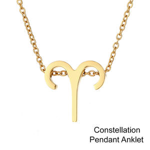 Bracelet de cheville en or plaqué 14 carats imperméable pour l'été, bijoux de pied, sans ternissement, en acier inoxydable, signe <span class=keywords><strong>du</strong></span> zodiaque, pour femmes - Product Image 4