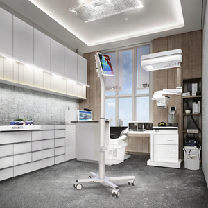 <span class=keywords><strong>DSUPPORT</strong></span> Verstellbarer Medizinischer Mobiler Gasdruckfeder-Arbeitsplatzwagen Tablet-PC VESA Krankenhaus-Trolley-Ständer aus Metall - Product Image 3