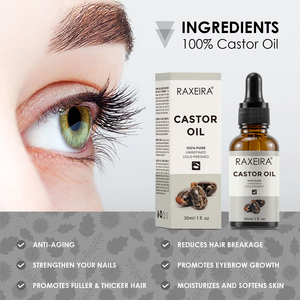 Aceite de ricino puro prensado en frío para cejas, aceite para el crecimiento del cabello, suero para el crecimiento de <span class=keywords><strong>pestañas</strong></span>, Etiqueta Privada - Product Image 2