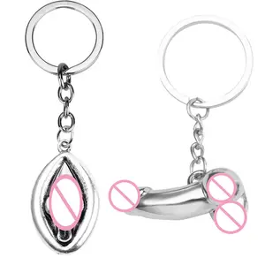 Hot Sale Adult Products Metal Vaginal Speculum Penis keychain Mini Dildo Keychain for Gift