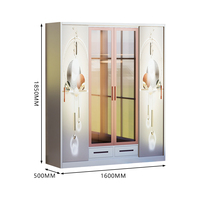Armoire Almirah moderne à 2 tiroirs en fer et acier avec porte en verre, armoire à miroir coulissante pour le rangement des vêtements, armoire de chambre à coucher