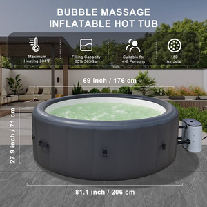 Baignoire <span class=keywords><strong>jacuzzi</strong></span> <span class=keywords><strong>gonflable</strong></span> en PVC avec massage, chauffage et création de vagues - Product Image 4