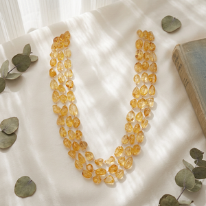 Women's Amber Beaded <b>Necklace</b> Classic Strand Wedding Jewelry Multi Layered Golden Tone <b>Necklaces</b> - Product Image 2