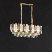 Nouveau lustre de style français en fer et verre, inspiré des plumes, avec éclairage LED à trois couleurs variables pour salon et salle à manger