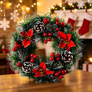 Plastic Artificial Flower <b>Wreath</b> Indoor <b>Outdoor</b> Home Decor Window Front Door Ornament Summer Autumn American Style - Product Image 6