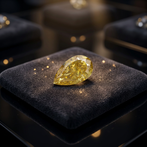 Diamant de laboratoire jaune intense fantaisie taille poire, certifié IGI, VS1, pierre synthétique pour la fabrication de bijoux - Product Image 3