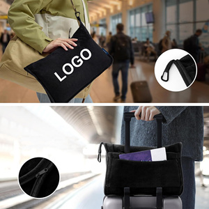Ensemble couverture de voyage et oreiller 3-en-1 en polaire flanelle ultra douce avec fermeture éclair et gonflable, personnalisable avec logo, pour voiture, <span class=keywords><strong>avion</strong></span>, train - Product Image 2
