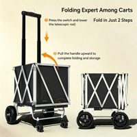 Chariot de courses pliable Jialai 46L avec roues robustes pour escaliers, en tissu Oxford de haute qualité, charge maximale 80 kg