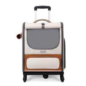 Sac à roulettes de grande capacité pour animaux de compagnie à deux chats sac à dos respirant pliable en nylon et Oxford à <span class=keywords><strong>fermeture</strong></span> éclair - Product Image 6