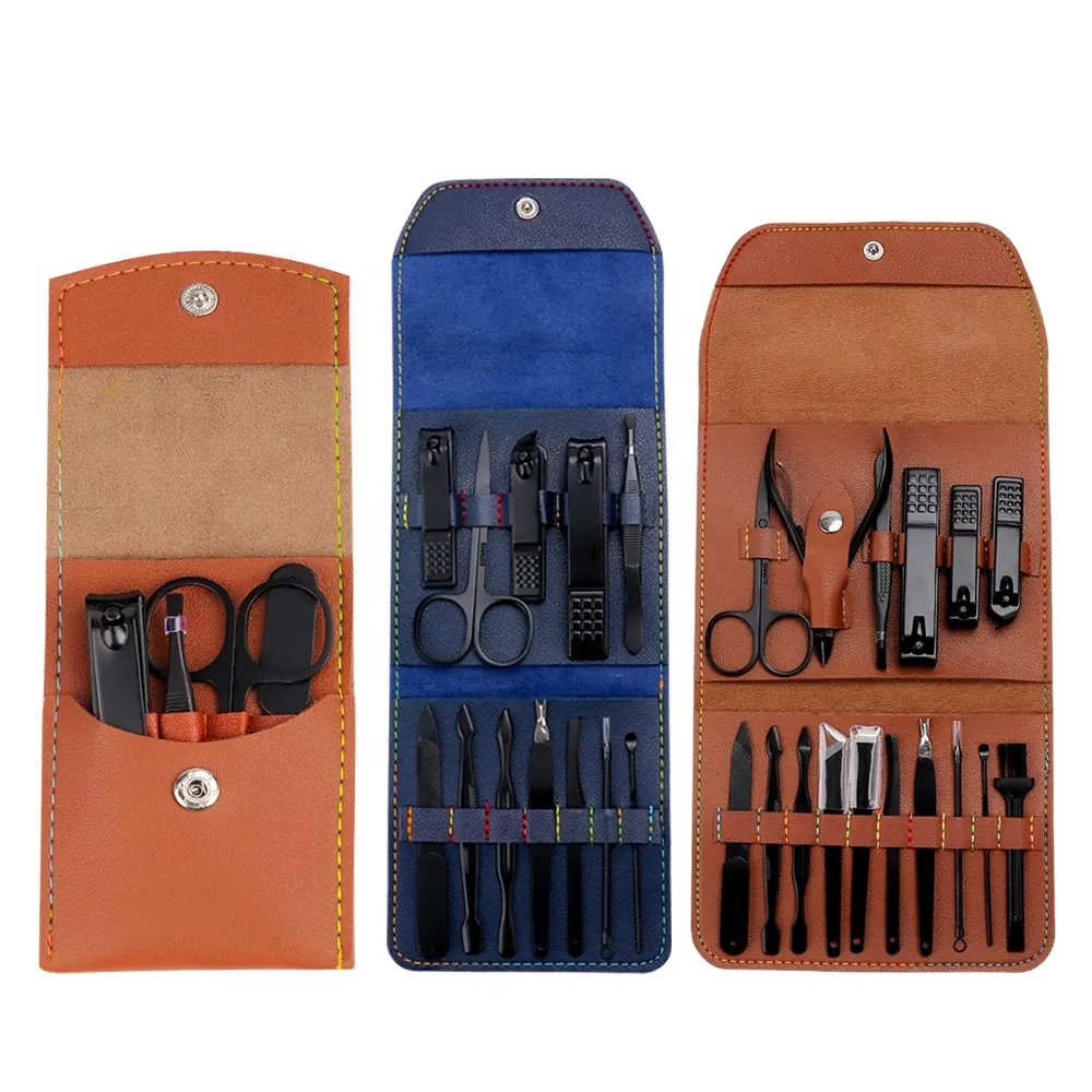 مجموعة مانيكير مخصصة من الفولاذ المقاوم للصدأ مع ألوان وأحجام مختلفة