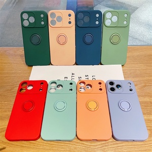 เคสซิลิโคนสำหรับ iPhone 17 พร้อมห่วงคล้องนิ้วแบบ 360 องศา ที่ตั้งวางได้ บุด้วยไมโครไฟเบอร์  วัสดุ TPU นิ่ม สำหรับ iPhone 15 16 17 Pro Max - Product Image 1