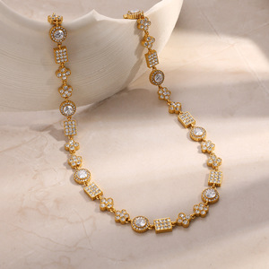 สร้อยคอเพชร ชุบทอง 18k ทรงปรินเซสคัท เครื่องประดับงานแต่งงาน รูปทรงตัวยู ดีไซน์เรขาคณิต - Product Image 2