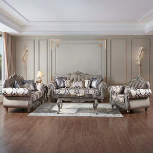 Ensemble de canapés de salon Goodwin de style américain traditionnel avec dossier capitonné en tissu, accoudoirs roulés et pieds en bois - Product Image 1