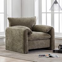 Fauteuil surdimensionné en chenille de style moderne avec structure en bois, chaise longue individuelle 38,6'' de large, pour salon et chambre, vert matcha