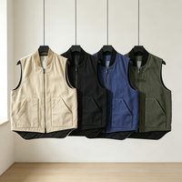Gilet de travail pour homme en toile de canard robuste, personnalisé avec logo, multi-poches, multicolore, col baseball, doublure matelassée, fermeture éclair, OEM