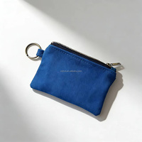 Dompet Gantungan Kunci Kanvas Grosir Logo Kustom Tas Kanvas Mini Resleting Tas Kanvas Mini Biru Kustom Tas Koin Gantungan Kunci