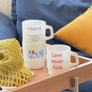 Nuevo Estilo de Taza Apilable de <span class=keywords><strong>Vidrio</strong></span> Blanco Jade, Taza de Café Personalizada de <span class=keywords><strong>Vidrio</strong></span> Jade para Leche - Product Image 2