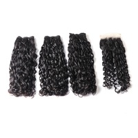 Extensions de cheveux vierges Remy humains en gros, boucles Funmi/Prissy/Pixie, trame double machine, cheveux raides