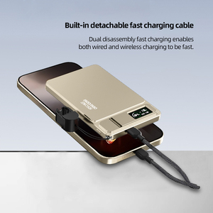 Batterie externe magnétique sans fil F21 15W à charge rapide en alliage d'aluminium avec support intégré et design portable mince 5000 mAh - Product Image 5