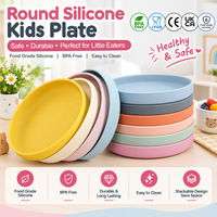 Assiette pour enfants en silicone de qualité alimentaire, sans BPA, ronde, empilable, réutilisable, facile à nettoyer, logos personnalisés, OEM, ODM, vente en gros