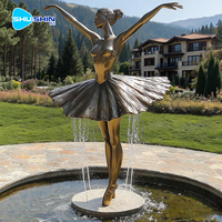 Sculpture de fontaine de danseuse de ballet en bronze plaqué antique sur mesure grandeur nature pour la décoration de jardins et parcs extérieurs traditionnels