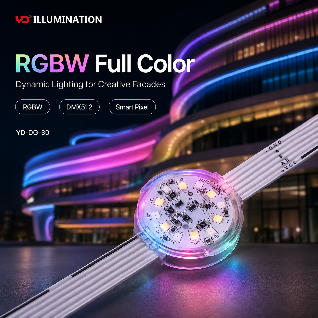 Double Protection RGBW Outdoor LED Pixel Point Light IP68 for Building Facade