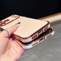 Coque de téléphone souple en TPU brillant avec placage latéral en forme de cœur pour iPhone 12 13 14 15 16 17 18 Pro Max, coque antichoc électroplaquée