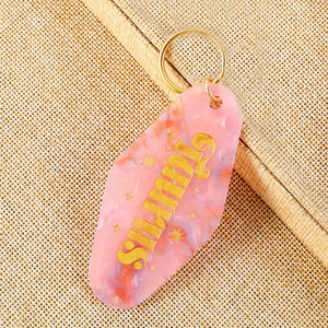Rõ ràng long lanh motel Keychain tùy chỉnh motel Keychain UV decal nhựa Retro motel Keychain Acrylic Thẻ Hành Lý - Product Image 3