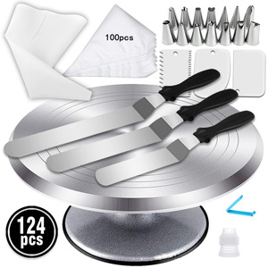 Ensemble de 7 pièces en alliage d'aluminium pour support rotatif à gâteau, outils de pâtisserie et de glaçage, pour usage commercial, fabriqué en Chine - Product Image 2