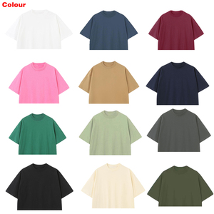 Camisetas Cortas Personalizadas con Logotipo para <span class=keywords><strong>Mujer</strong></span>, Camisetas de Manga Corta con Hombros Caídos, Cuello Redondo, Tops Cortos Casuales de Verano, Camisetas Básicas de Color Sólido - Product Image 3
