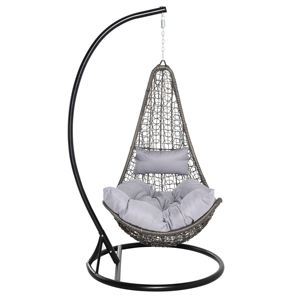Chaise suspendue en rotin, siège à bascule <span class=keywords><strong>suspendu</strong></span>, avec cadre en acier et coussin pour les jardins et les chaises - Product Image 2