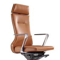 Chaise de bureau de direction en cuir PU MIGE moderne, à dossier haut confortable, réglable en hauteur, pivotante à 360 degrés, avec base en aluminium