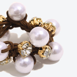 ยางรัดผมประดับเพชรและมุกสำหรับผู้หญิงและเด็กผู้หญิง, ยางรัดผมแบบยืดหยุ่น, ที่รัดผมแบบยืดได้สำหรับผมหางม้าและผมมวย - Product Image 6