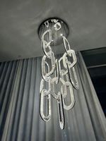 Lustre d'escalier en cristal de luxe léger, grande lampe principale haut de gamme pour villa, duplex, salon à plafond haut, hall de luxe