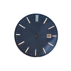 Mottled pattern calendar silver scale reflective black watch face