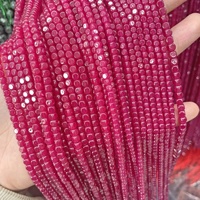 3/4mm Natürlicher Rubinroter Korund Quadratische Lose Perlen DIY Handgefertigtes Armband Halskette für Schmuckherstellung Zubehör Großhandel