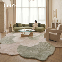 Tapis et carpettes haut de gamme de style français, vert sauge mat, à motifs irréguliers, tuftés à la main, pour salon et chambre.