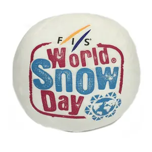 Özel doldurulmuş beyaz kar Kidz topu peluş oyuncak yumuşak top noel için peluş oyuncak s peluş bebek topu FIS dünya kar günü maskot