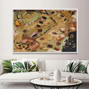Pintura al Óleo Abstracta con Textura Orgánica en Tonos Tierra sobre Lienzo, Arte de Pared Hecho a Mano con Marco para Decoración de Sala de Estar - Product Image 1