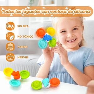 Jouets sensoriels de bain ECHOCUBE à <span class=keywords><strong>ventouse</strong></span> pivotante, 3 pièces, design de dessin animé, jouets de voyage en silicone pivotants pour tout-petits de 2 à 4 ans - Product Image 2