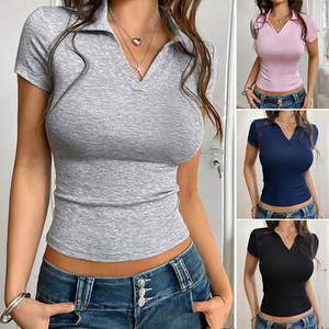 T-<span class=keywords><strong>shirt</strong></span> en coton épais à manches courtes pour <span class=keywords><strong>femme</strong></span>, coupe classique, respirant, col rond, nouveau logo personnalisé OEM, vente en gros - Product Image 1
