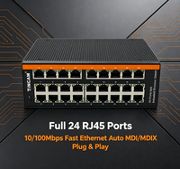 Switch Ethernet Industrial de 24 Puertos 10/100Mbps Fast Ethernet, Amplio Rango de Temperatura -40°C ℃ ~80 ℃   Conmutador de Red